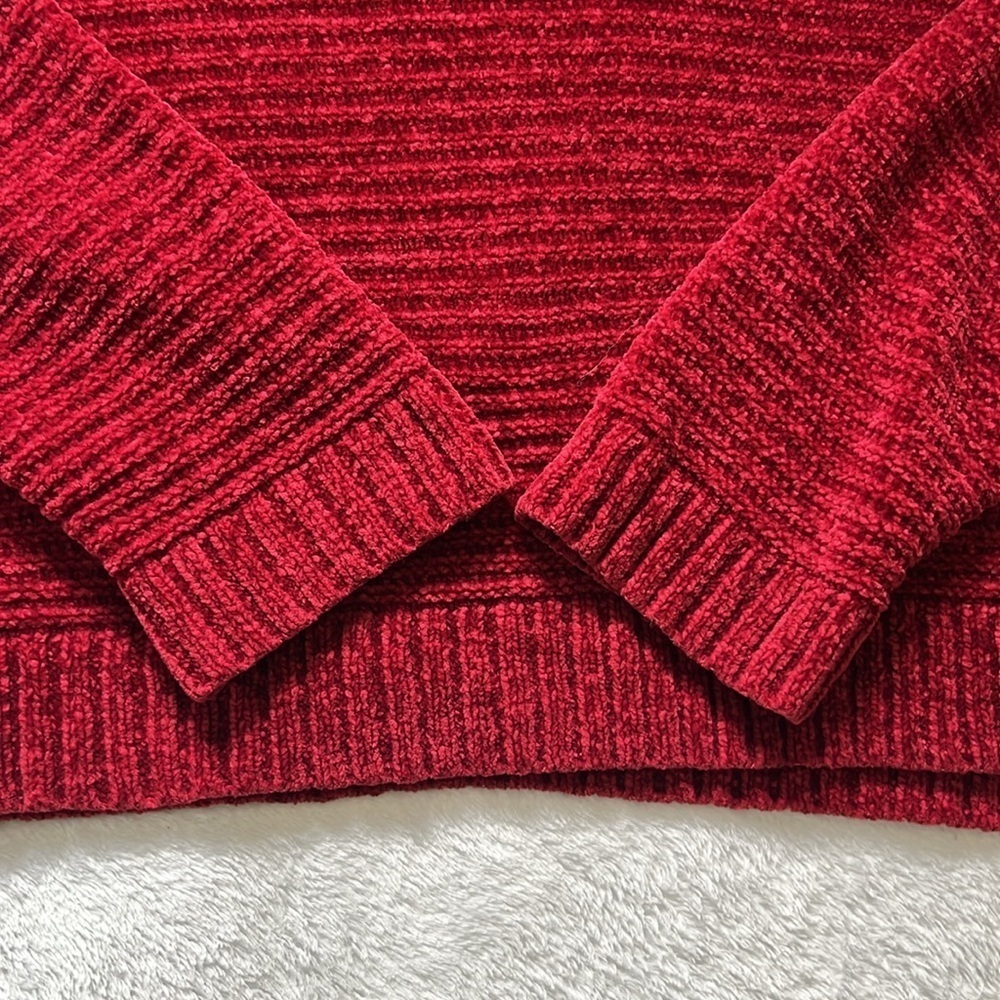 Forever 21 Chenille Maroon Mock Neck Crop Sweater - Size L - Picture 10 of 13
